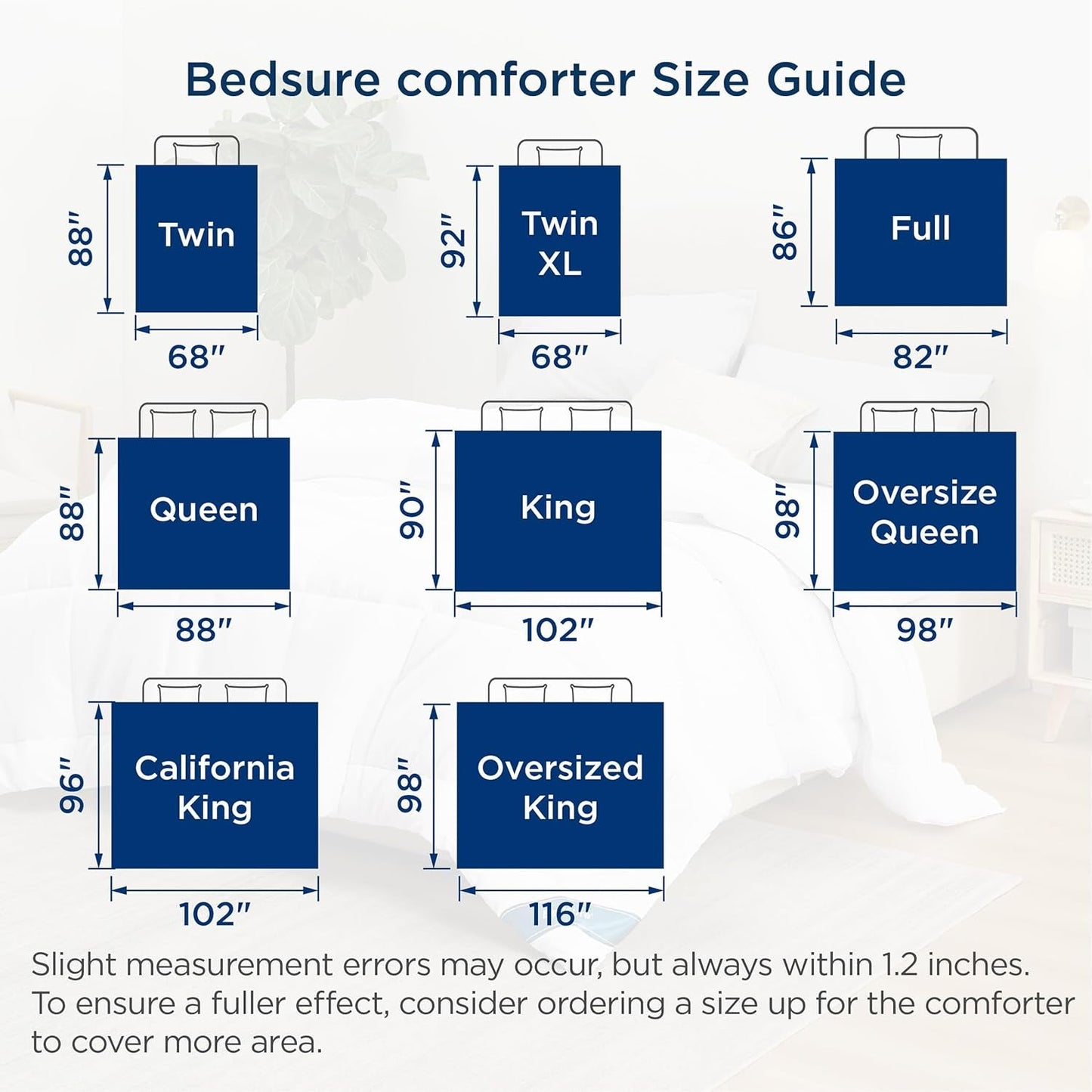 BEDSURE Prošívaná přikrývka plná/královna (88"X88") Bílé přikrývky a přikrývky Naty Shop