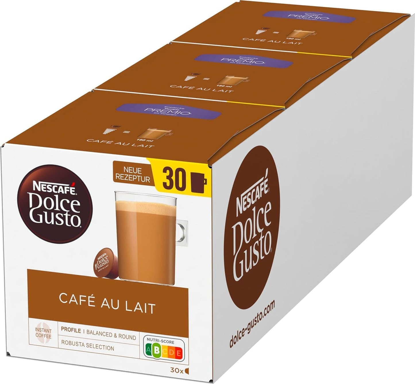 Krups KP3405 NESCAFÉ Dolce Gusto Genio S Plus kávovar na kapsle, espresso Boost, výběr teploty, teplé a studené nápoje, tlak čerpadla 15 barů, nádrž na vodu 0,8 l, 1500 W, barva červená s Café au Lait