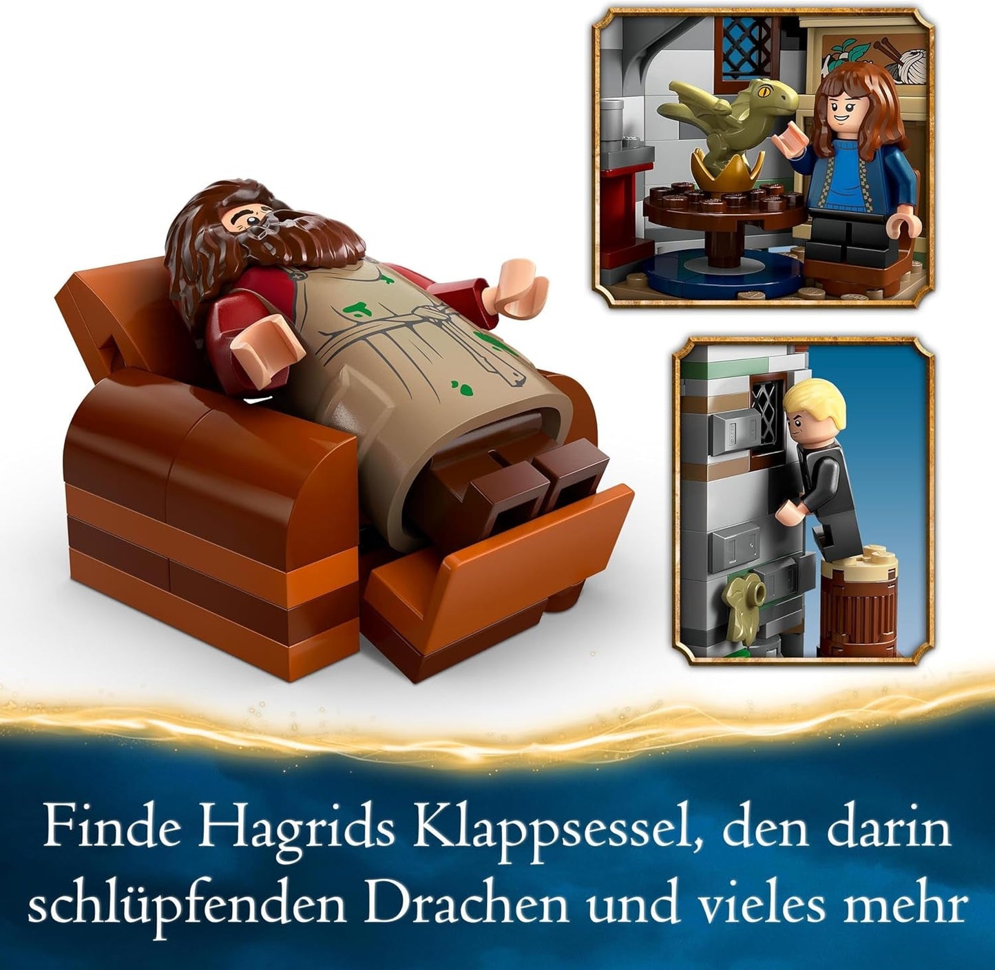 LEGO Harry Potter Hagridova chýše: Nečekaná sada pro návštěvu s 5 minifigurkami a 2 figurkami zvířat, dárek pro ženy a muže, kouzelná dobrodružná hračka, fantasy sada 76428 Stavebnice Beuche den LEGO-Store