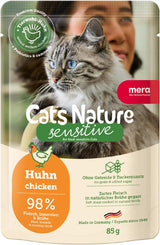 Mokré krmivo pro kočky MERA Cats Nature Sensitive s kuřecím masem 12x85g | Monoprotein, bez cukru a bez obilovin | Vysoký obsah masa a lehce stravitelné vlhké krmivo pro kočky