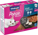 Vitakraft Poésie Délice, Fish Selection, Nassfutter Katze, Katzennassfutter v omáčce, mit Seelachs, mit Kabeljau, bez Zusatz von Zucker und Getreide (1 balíček s 6x 85g)