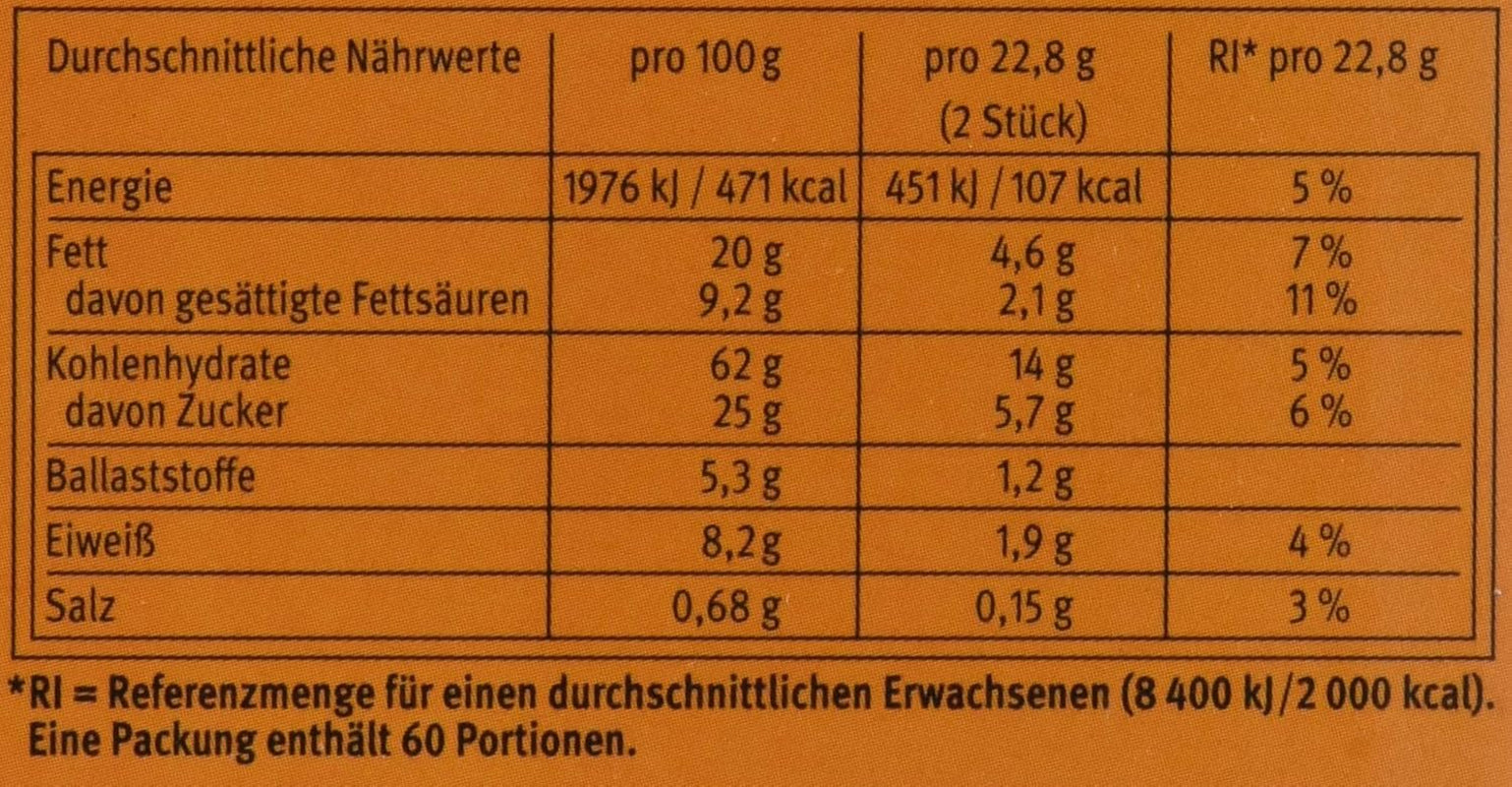 Brandt Hobbits Crunchy – 2 balení – cateringový box po 60 baleních – celozrnné ovesné sušenky s vysokým obsahem vlákniny (60 x 22,8 g)