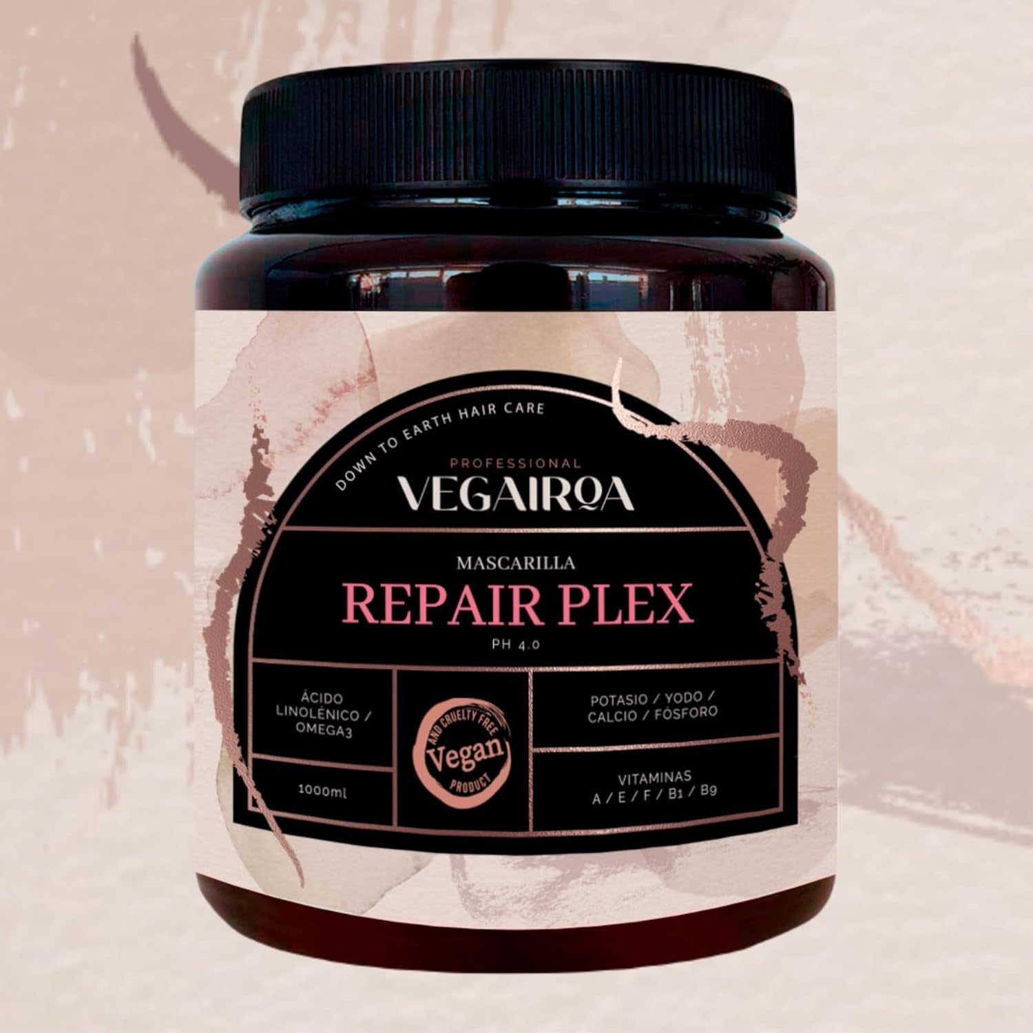 VEGAIROA - Repair Plex Mask - Extreme Repair Mask - Hydratační a vyživující - Ochrana proti krepatění - Pro chemicky ošetřené vlasy - Profesionální veganský kadeřnický produkt - 1000 g Naty Shop Hair Mask