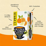 CUPPER Organický ovocný čaj "Pomerančový a citronový nálev", 20 nebělených čajových sáčků, organický, fair trade