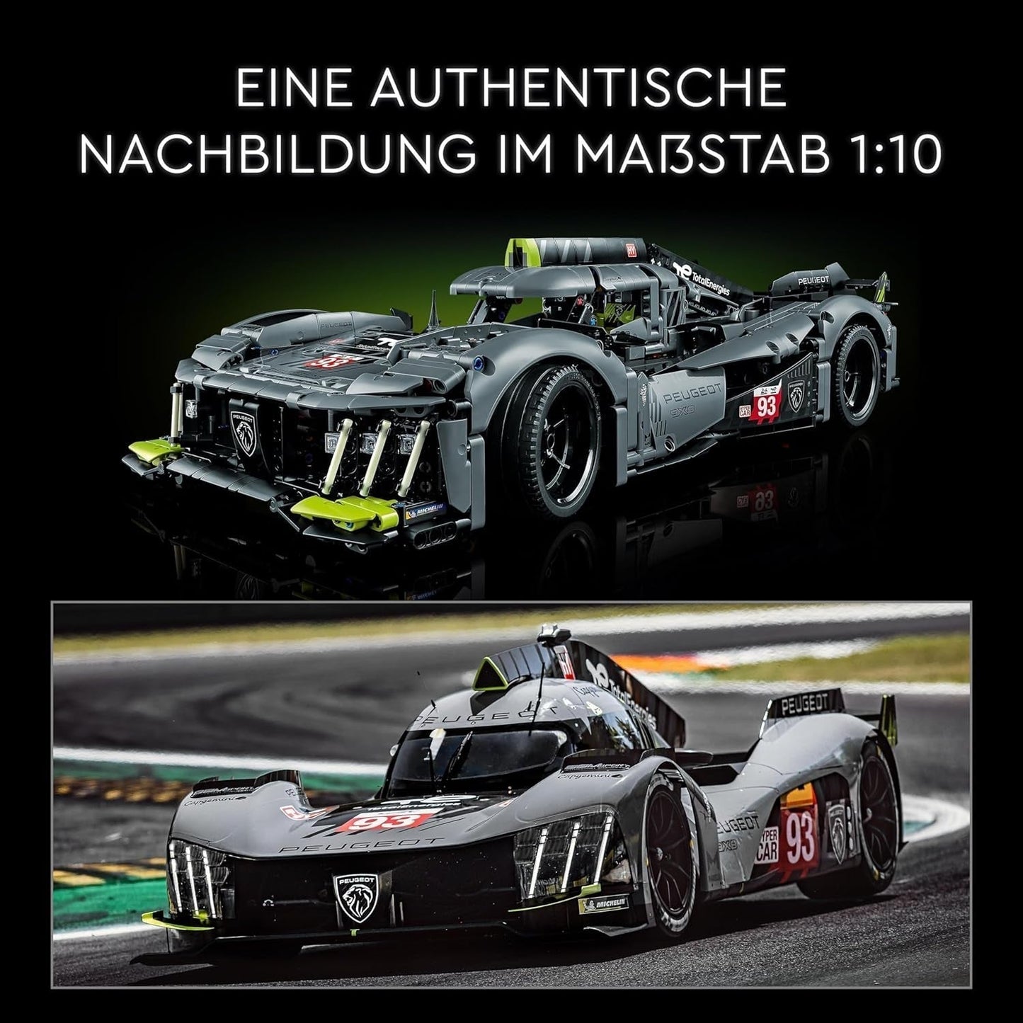 LEGO 42156 Technic Peugeot 9X8 24H Hybridní hypercar Le Mans Legendární sada závodního auta pro dospělé Modely aut v měřítku 1:10 Sběratelské auto pro pokročilé hráče Stavebnice Besuche den LEGO-Store