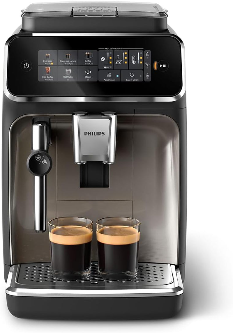Automatický espresso kávovar PHILIPS řady 2200 - 2 kávové speciality, dotykový displej, klasický napěňovač mléka, keramický mlýnek, matná černá (EP2220/10)