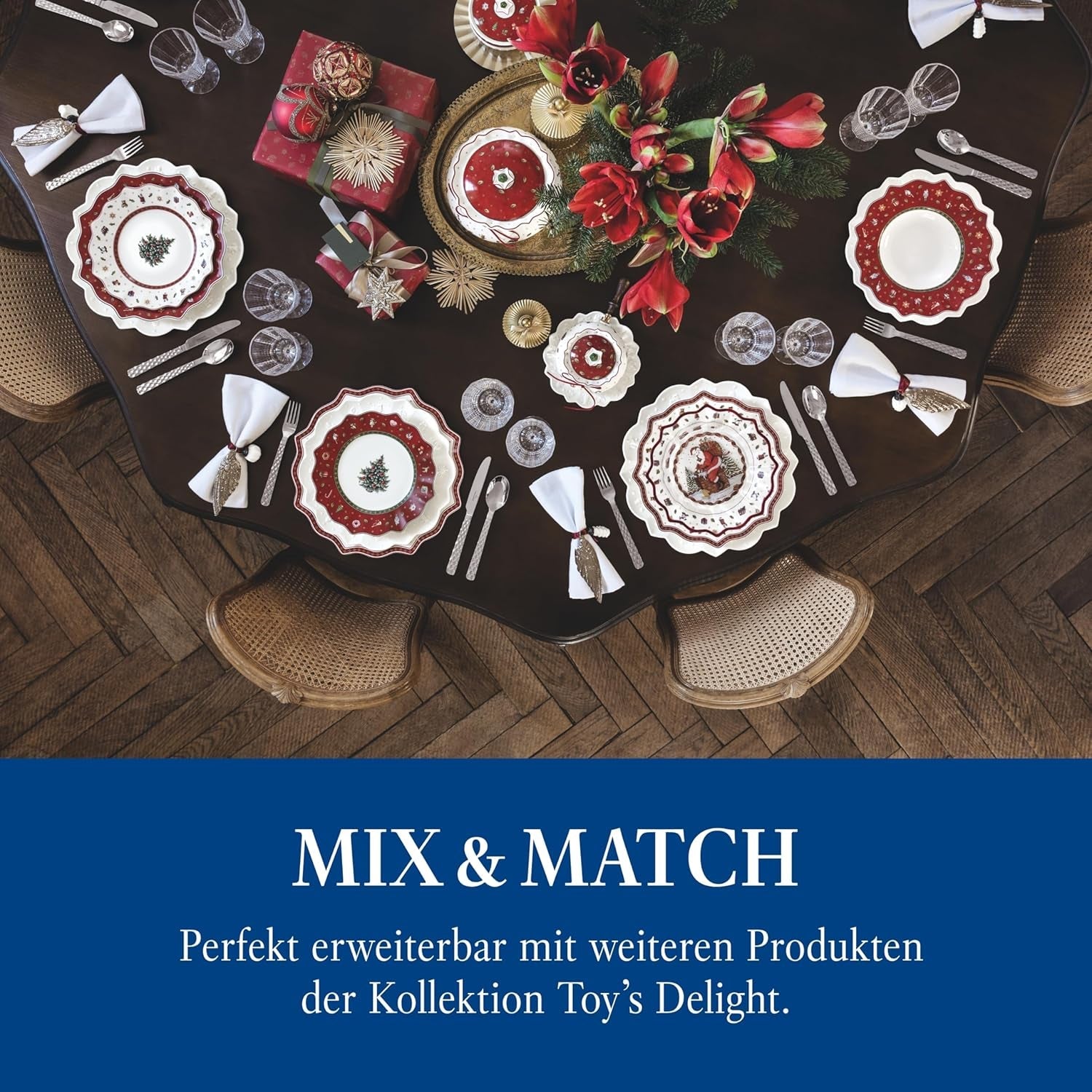 Villeroy & Boch - Toy's Delight Gravy Set, 4 kusy, Servírovací talíř s miskami, Sada vánočních misek, Dekorace na hrací stůl, Servírovací tác, Misky, Vánoční nádobí, Prémiový porcelán