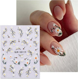 JMEOWIO 3D Nálepka na nehty Blumen Nálepka na nehty Selbstklebend Nagelaufkleber 5D Stereoskopické jarní letní dekorace Nageldesign Zubehör 4 Blatt