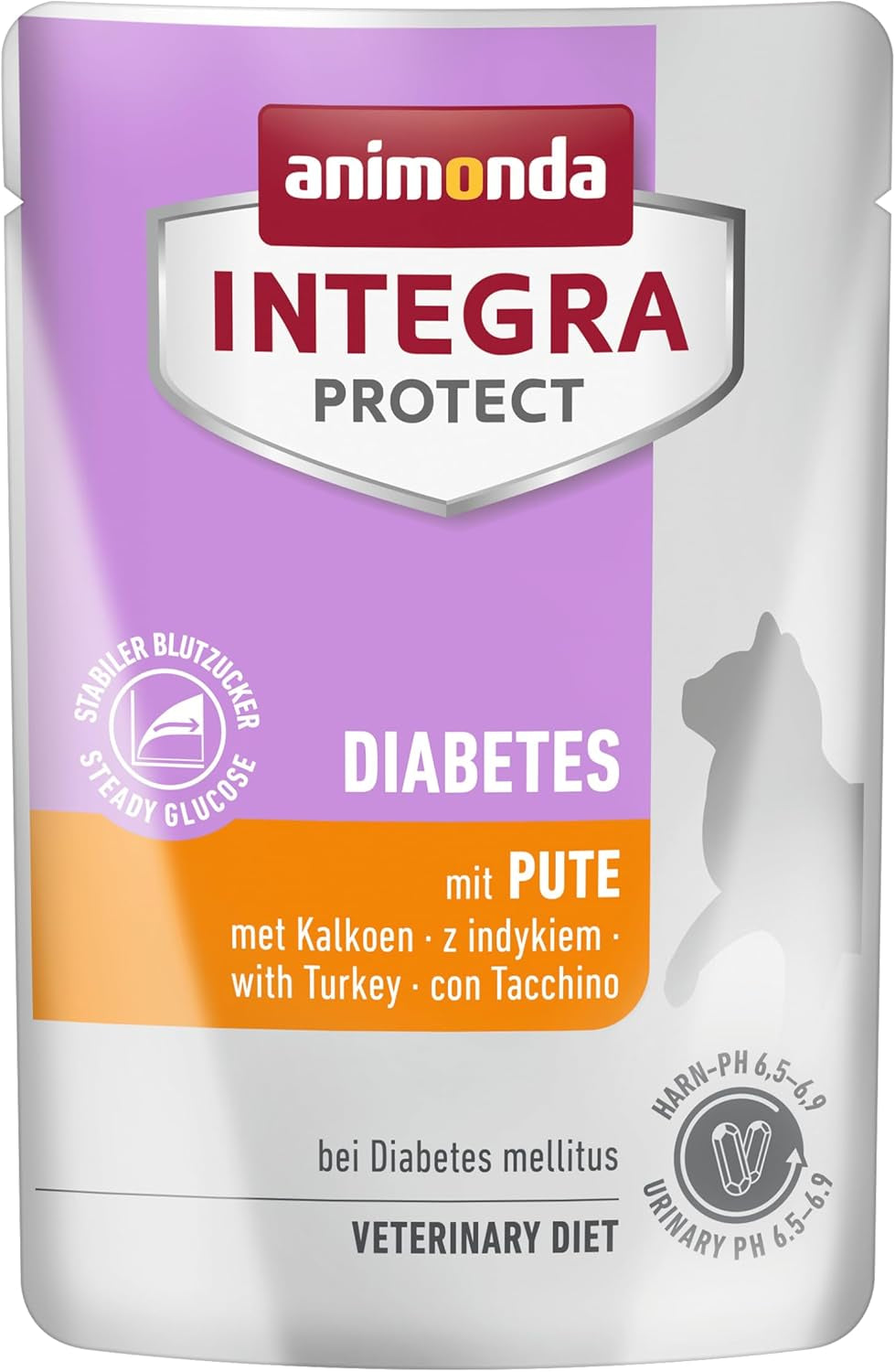 Animonda INTEGRA PROTECT vlhké krmivo pro diabetické kočky s krůtím masem (24 x 85 g), doporučené veterináři pro diabetes, kompletní dietní krmivo pro dospělé kočky vyvinuté ve spolupráci s veterináři.