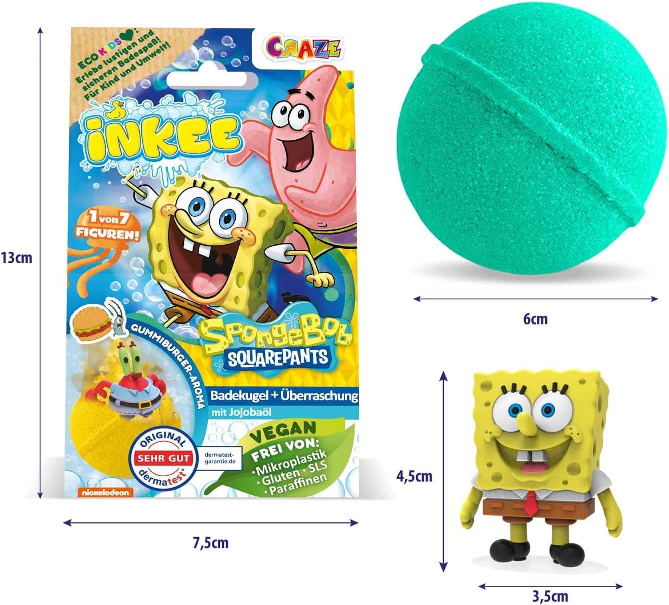 INKEE Spongebob Překvapení pro děti Bomba do vany SpongeBob SquarePants Sběratelská kolekce 80 gramů Naty Shop