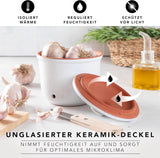 Römertopf Fresh Pot MINI 0,6 litru - Keramický hrnec na česnek - Prodyšná hlína udrží zeleninu déle čerstvou - Ideální cirkulace vzduchu - Bílé úložné boxy na potraviny Naty Shop