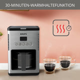 Kávovar na espresso s filtrem Krups KM442D Premium | 10-15 šálků | 1000 wattů | programovatelný | funkce udržování teploty | nerezová ocel | černý