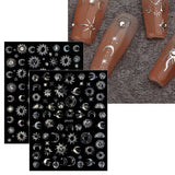 JMEOWIO Nálepka na nehty Mond Stern Sonne 10 Blatt Nálepka na nehty Selbtklebend Nagelaufkleber Bunt Dekoration Nageldesign Zubehör