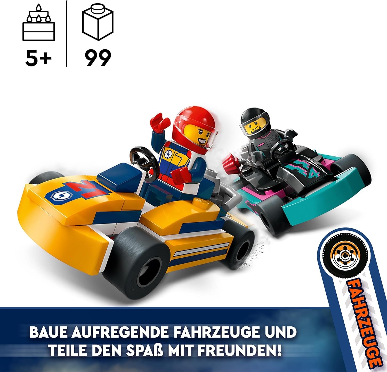 LEGO City motokáry s ovladači, sada 2 minifigurek řidičů a závodních aut, autíčka pro kluky a holky od 5 let, zábavný dárek pro děti 60400 stavebnic Besuche den LEGO-Store