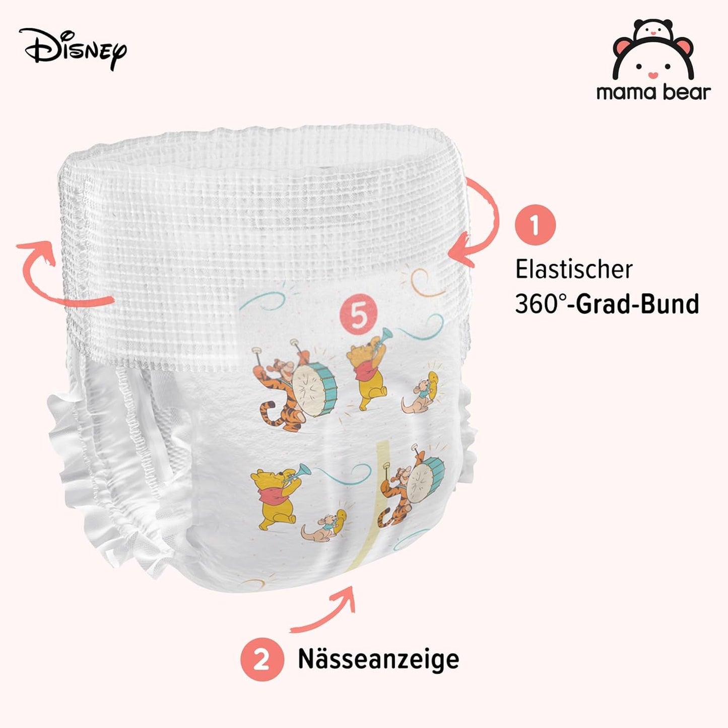 Značka Amazon: Mama Bear Disney Plenky, velikost 5 (12-17 kg) – měsíční krabička, bílá, 140 kusů (2 balení po 70)