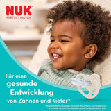 Dudlíky NUK Perfect Match pro miminka | 6-18 měsíců | Ortodontické dudlíky, které podporují cirkulaci vzduchu a zabraňují vyrážkám způsobeným slinami | 95% přijetí miminky** | Zebra/Leo | Balení 2