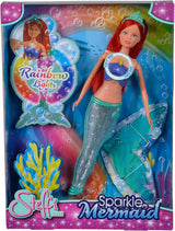 Simba 105733656 - Sparkling Mořská panenka Steffi Love (39 cm) - Svítící mořská panna měnící barvu Luminous Rainbow Vodotěsná hračka pro děti od 3 let