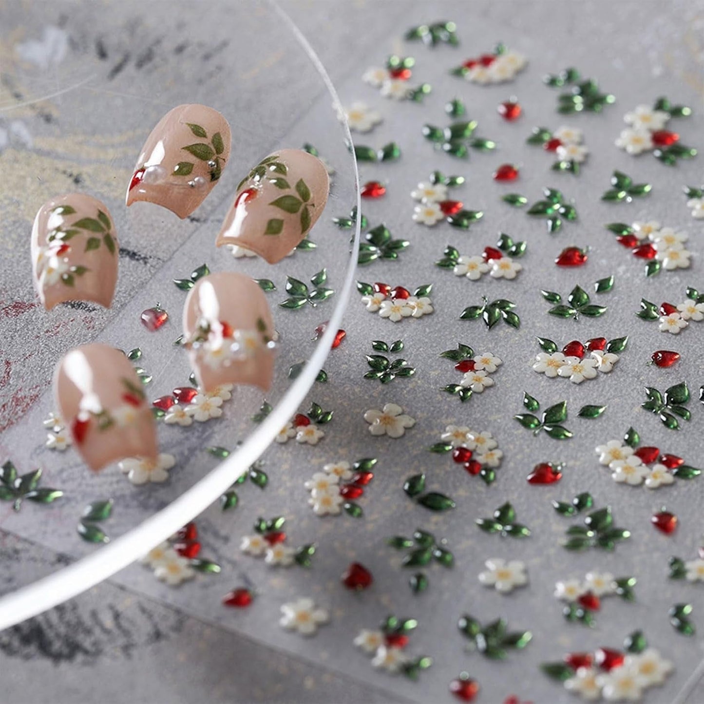 JMEOWIO 3D Nálepka na nehty Blume Nerdbeerenail Art Sticker Selbstklebend Nagelaufkleber 5D Stereoskopická dekorace Nageldesign Zubehör 1 Blatt