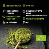 Japonský čaj Matcha, prémiová kvalita, prášek. 100% přírodní. Reduktor zeleného čaje, silný detoxikátor a antioxidant. Čistě pěstovaná matcha - Původ: Japonsko (100 g)