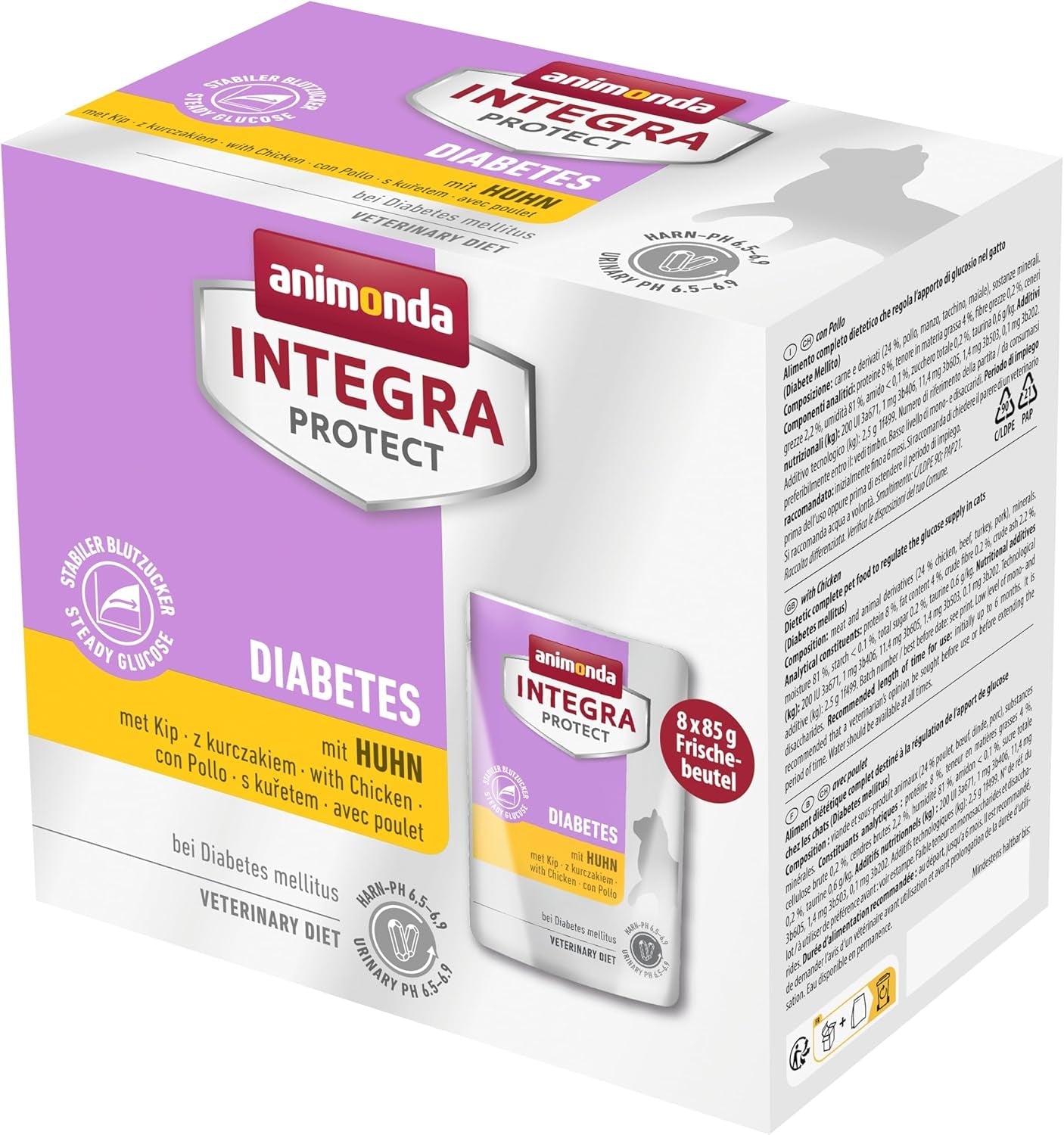 animonda INTEGRA PROTECT vlhké krmivo pro diabetické kočky se štěňaty (8 x 85 g), doporučené veterináři pro diabetes, kompletní dietní krmivo pro dospělé kočky, vyvinuté ve spolupráci s veterináři.