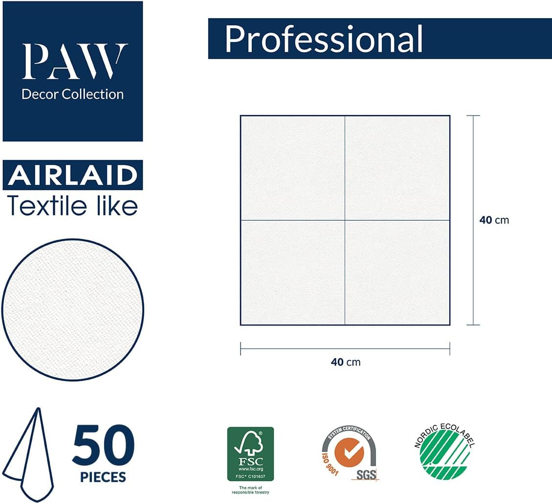 PAW - Airlaid Ubrousky (40 X 40 Cm) I 50 kusů I Unicolor I Látkové I Elegantní stolní dekorace I Horeca I Pro významné příležitosti jako jsou svatby, večírky, Vánoce I Unicolor: Pink