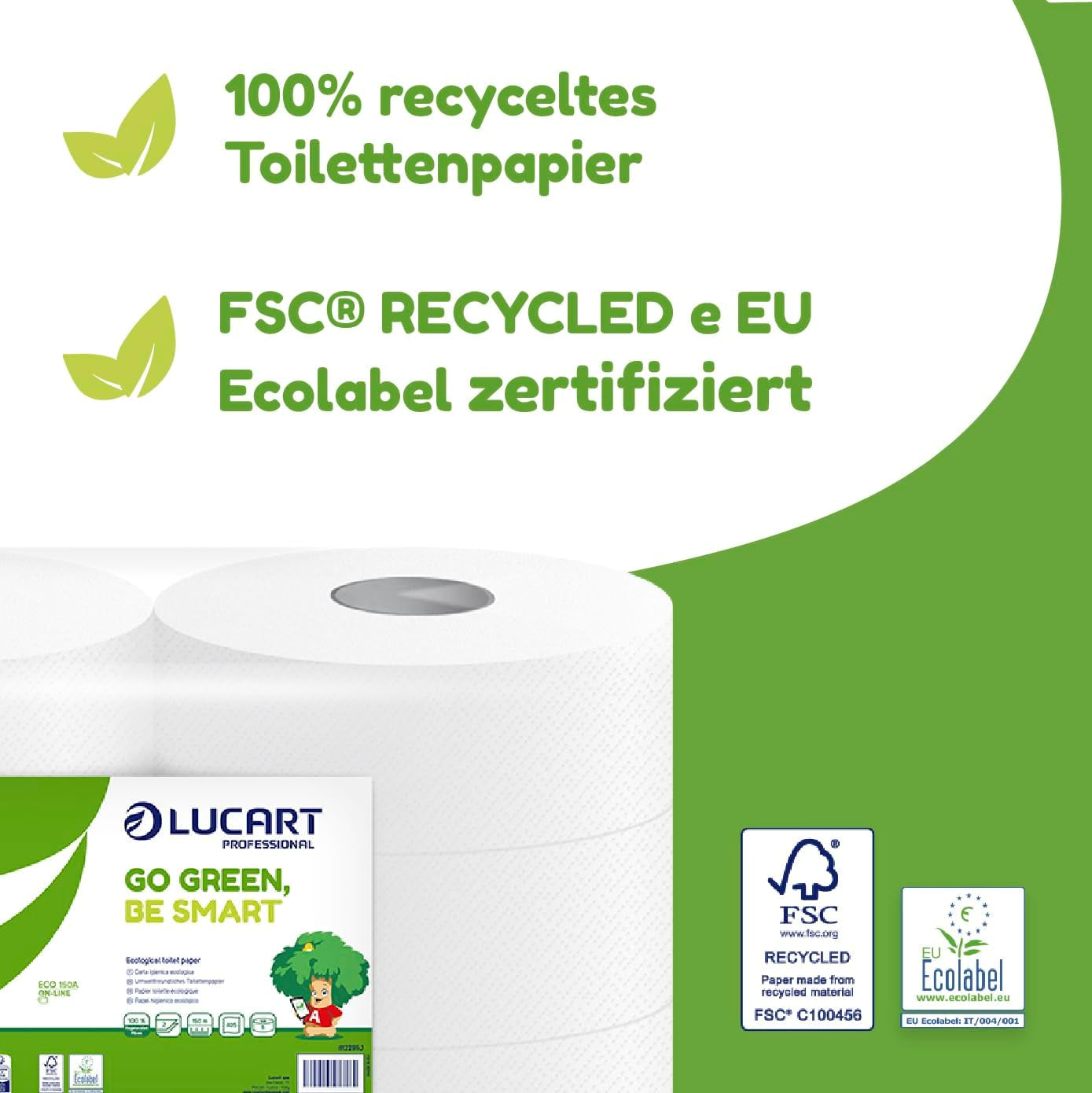 Jumbo Eco role toaletního papíru, 2 vrstvy, krém na mytí rukou s čistícím, hydratačním a vyhlazujícím složením - květinová vůně - 5 l, 6 kusů (1 balení)