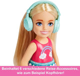 Barbie Toy Panenka Chelsea a doplňky Pes Cestovní sada 6 kusů včetně stojanu HJY17 Naty Shop Dolls