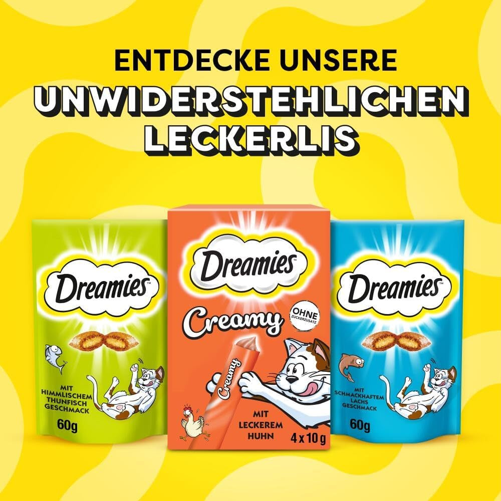 DREAMIES SHAKE UPS Multivitamin Seafood Festival kočičí pamlsky v porcovaných sáčcích – 55 g (6 sáčků)