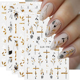 JMEOWIO Nálepka na nehty Blumen Glitzer 9 Blatt Nálepka na nehty Selbtklebend Nagelaufkleber Frühling Letní Blumen Dekoration Nageldesign Zubehör