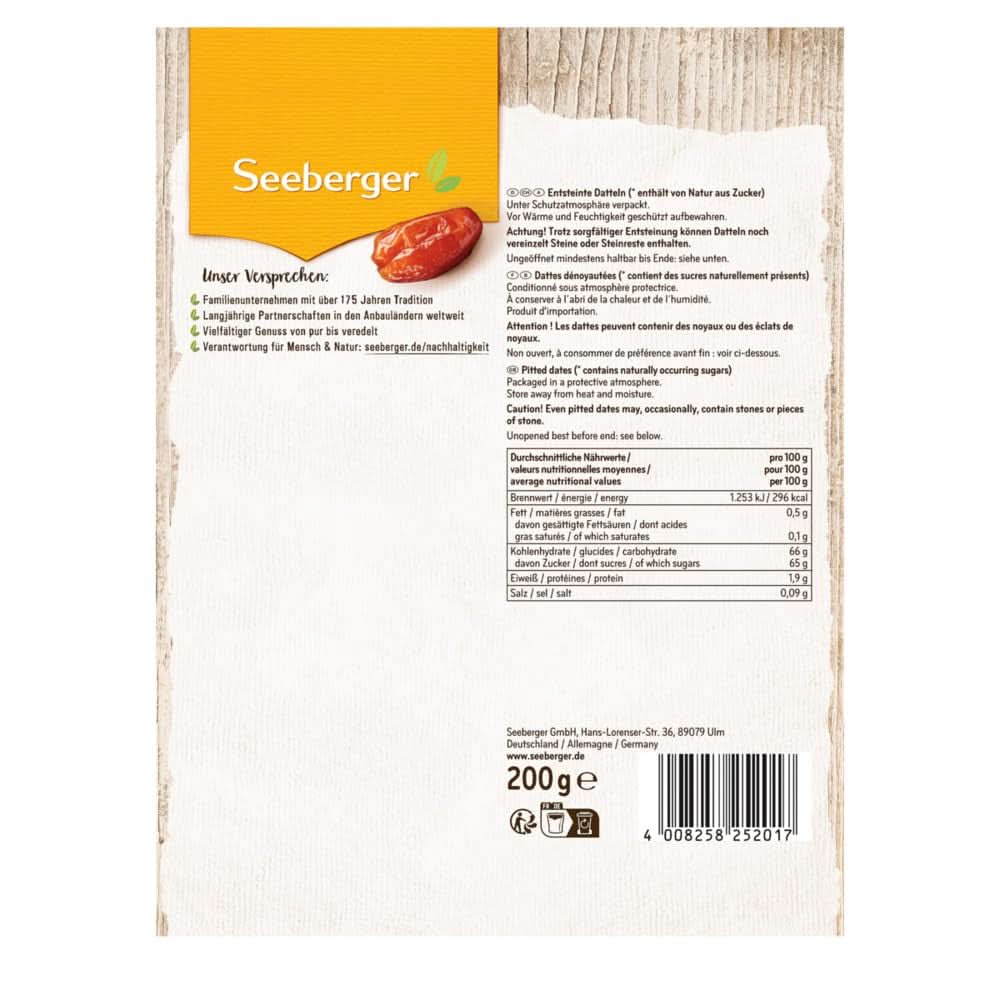 Seeberger Sladké datle s medem, s krémovou dužinou, 13 x 200 gramů Dehydrované produkty Naty Shop