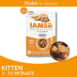 IAMS Delights Kitten Nassfutter - Multipack Katzenfutter mit Hunn in Sauce, vysoce kvalitní Futter für Junior Kätzchen von 1-12 Monate, 12 x 85 g
