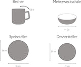 CreaTable, 22506, řada COSY DAY, 16dílná sada nádobí pro 4, porcelánová kombinovaná služba, vhodné do myčky a mikrovlnné trouby, kvalitní výroba