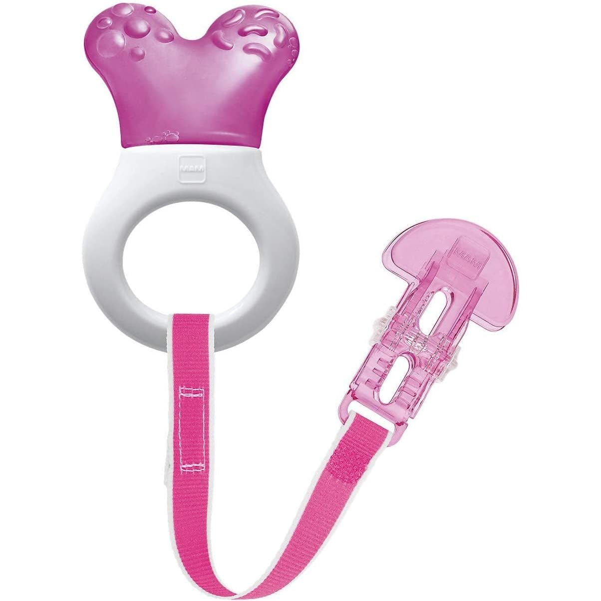 MAM Mini Cooler & Clip, párátka a klip, kousací kroužek, růžová
