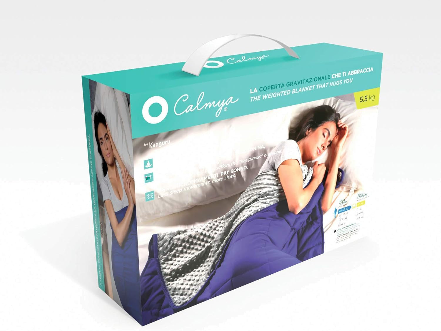 Kanguru Calmya, Vážená deka 10,5 kg, Pomáhá usnout a lépe spát, Vhodné pro osoby s tělesnou hmotností nad 90 kg Přikrývky a přikrývky Naty Shop