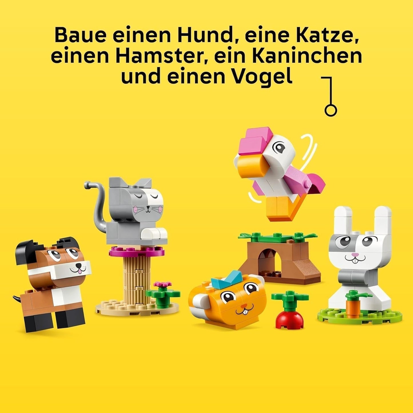 LEGO Classic Creative Animals, krabice s barevnými kostkami, postavte si figurky zvířat z kostek, jako je pes, kočka, králík, křeček a pták, stavebnice pro chlapce a dívky od 5 let 11034 Stavebnice Besuche den LEGO-Store