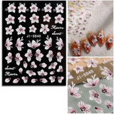 JMEOWIO 3D Nálepka na nehty Frühling Blume Nálepka na nehty Selbstklebend Nagelaufkleber 5D Stereoskopisch Buntes Letní Blumen Dekorace Nageldesign Zubehör 4 Blatt