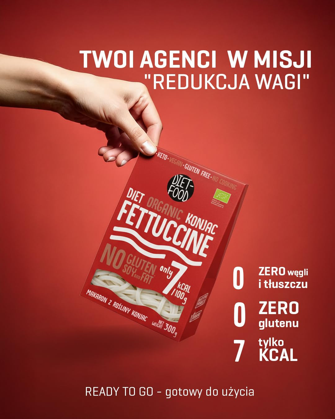 Fettuccine Konjac Noodles Bio Shirataki Diet-Food - 300 g, nízkosacharidové, bez cukru, keto, veganské, nízkokalorické, bez lepku a bez vajec, vyrobené z konjacové mouky