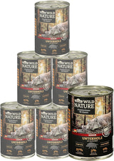 Dehner Wild Nature Katzenfutter Unterholz, Nassfutter getreidefrei / zuckerfrei, für ältere Katzen, Wildschwein, 6 x 400 g Dávka, (2,4 kg)
