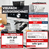 Kávovar GASTROBACK s mlýnkem včetně konvičky na mléko, lis a portafiltr z nerezové oceli - Kávovar Barista s napěňovačem mléka - Kávovar s 30 nastaveními mletí