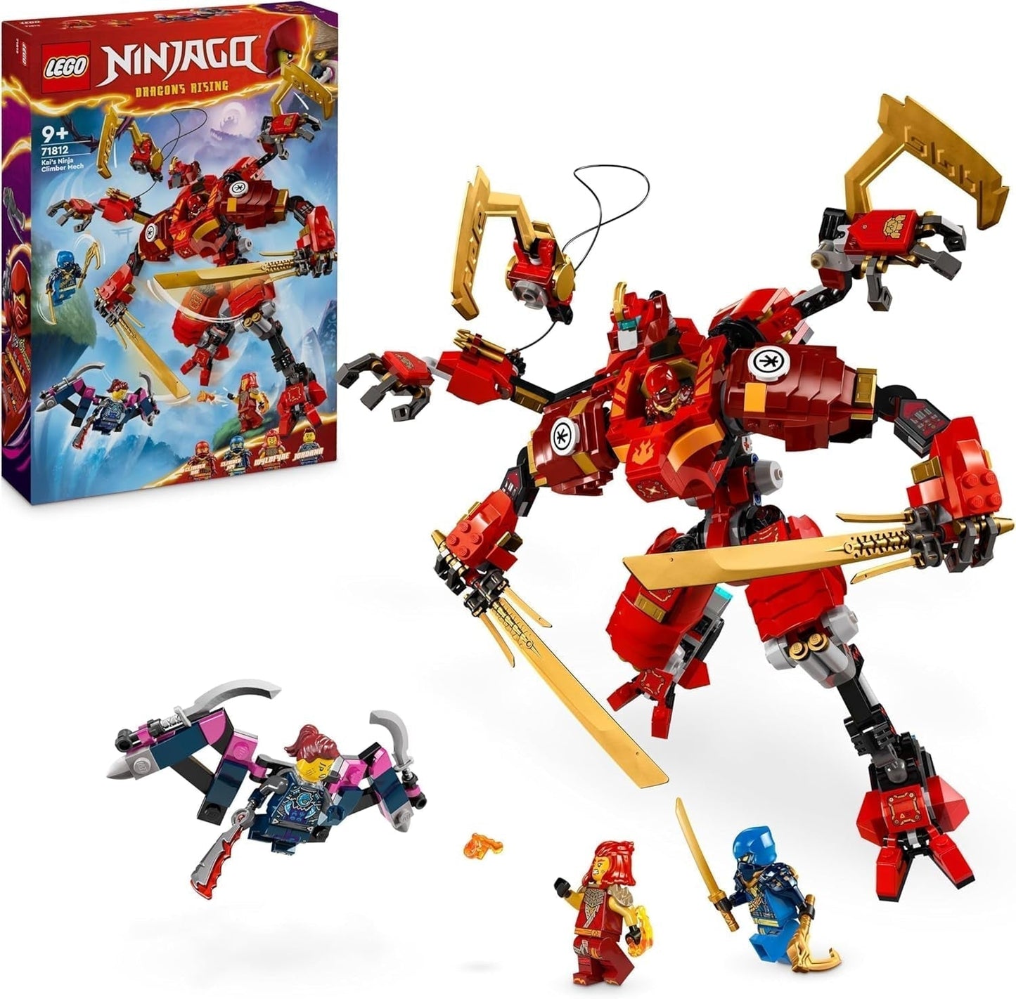 LEGO NINJAGO Kai's Ninja lezecká sada, hračka Ninja se sestavitelnou akční figurkou a 4 minifigurkami, dětská dobrodružná sada, dárek k narozeninám pro 9leté chlapce a dívky 71812 Stavebnice Beuche den LEGO-Store Single