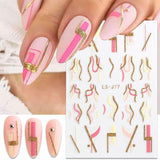 JMEOWIO Nálepka na nehty Französische Tipp 9 Blatt Nálepka na nehty Selbtklebend Nagelaufkleber Glitzer Wellenlinie Dekoration Nageldesign Zubehör