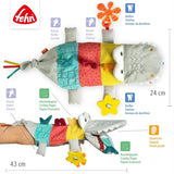 Fehn Dětská maňáska Krokodýl - Plyšová hračka s chrastítkem, šustícím papírem, kousátkem a pískadlem - Dětská maňáska - Praskácí hračka pro miminka a batolata Hračky pro miminka od 6 měsíců Naty Shop