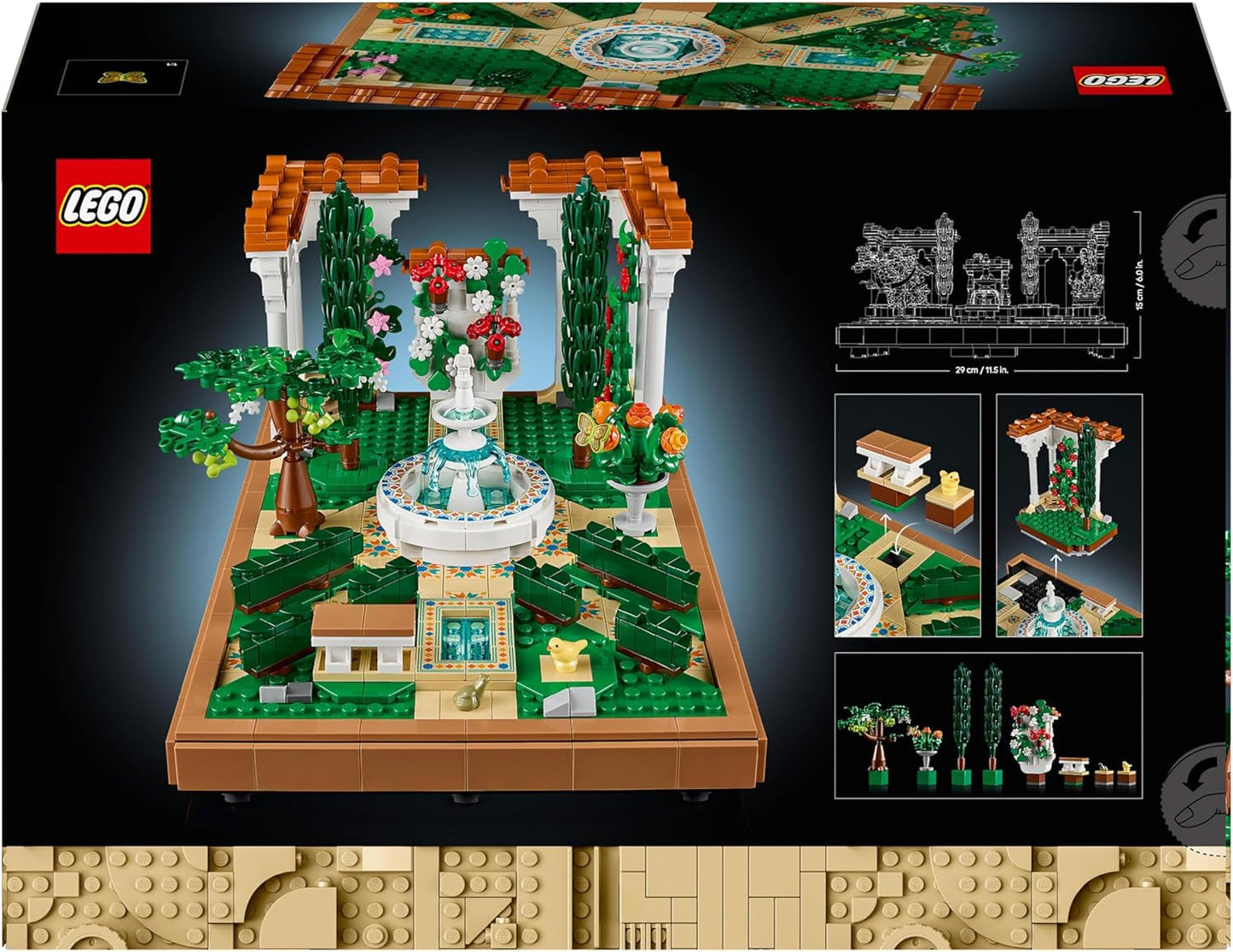 LEGO Icons Fountain Garden - Miniaturní stavebnice pro dospělé s listy, cypřiši, stromy, vinnou révou, květinami - Kreativní nápad na narozeninový dárek, dárek pro kolaudaci pro ženy, muže - 10359 Stavebnice Beuche den LEGO-Store