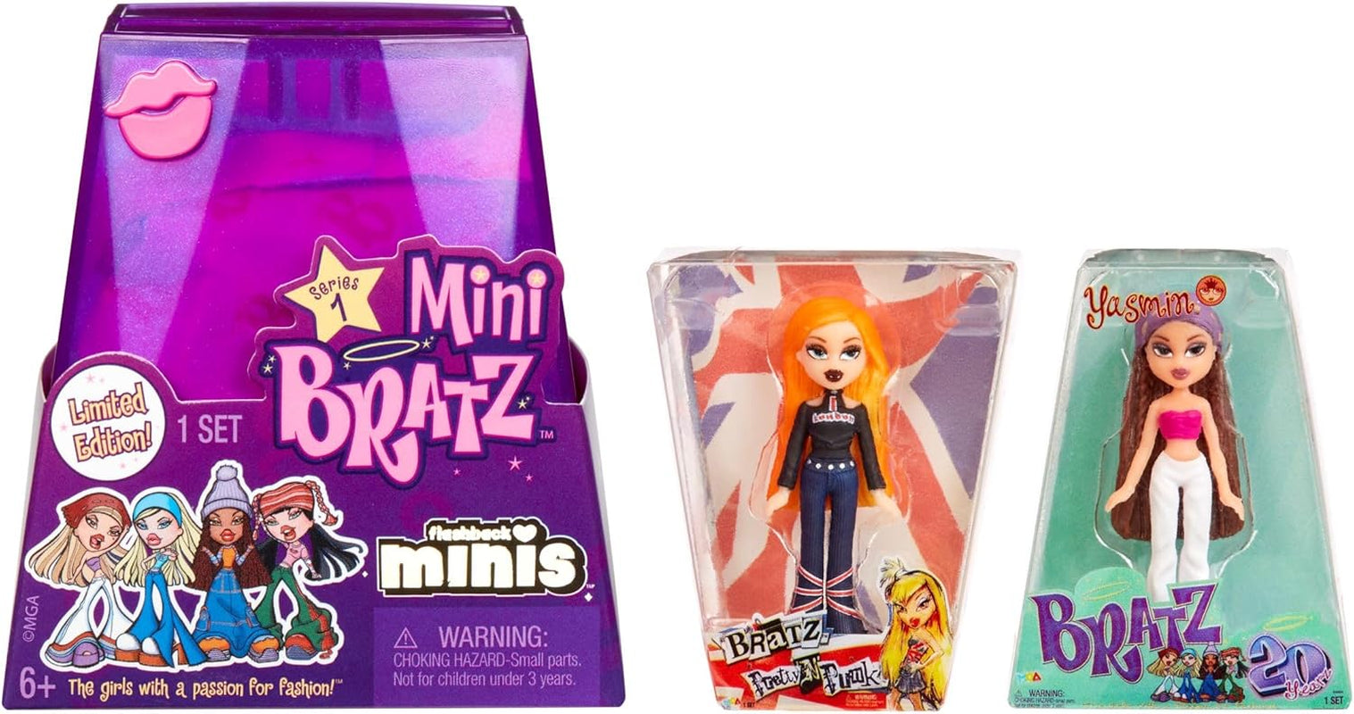 Limitovaná edice panenek Bratz Miniverse MGA Y2K Nostalgia Flashback Minis – BALENÍ PŘEKVAPENÍ – 2 mini panenky Bratz a vitrína – skvělý dárek pro děti a sběratele 6+