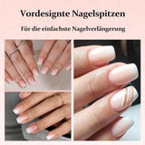 240ks Gradient Square Nails Set, Nude White Gradient Artificial Nails for Oil Pen Lepidlo, Medium Ombre Natural Falešné nehty pro ženy DIY (Nude Square)