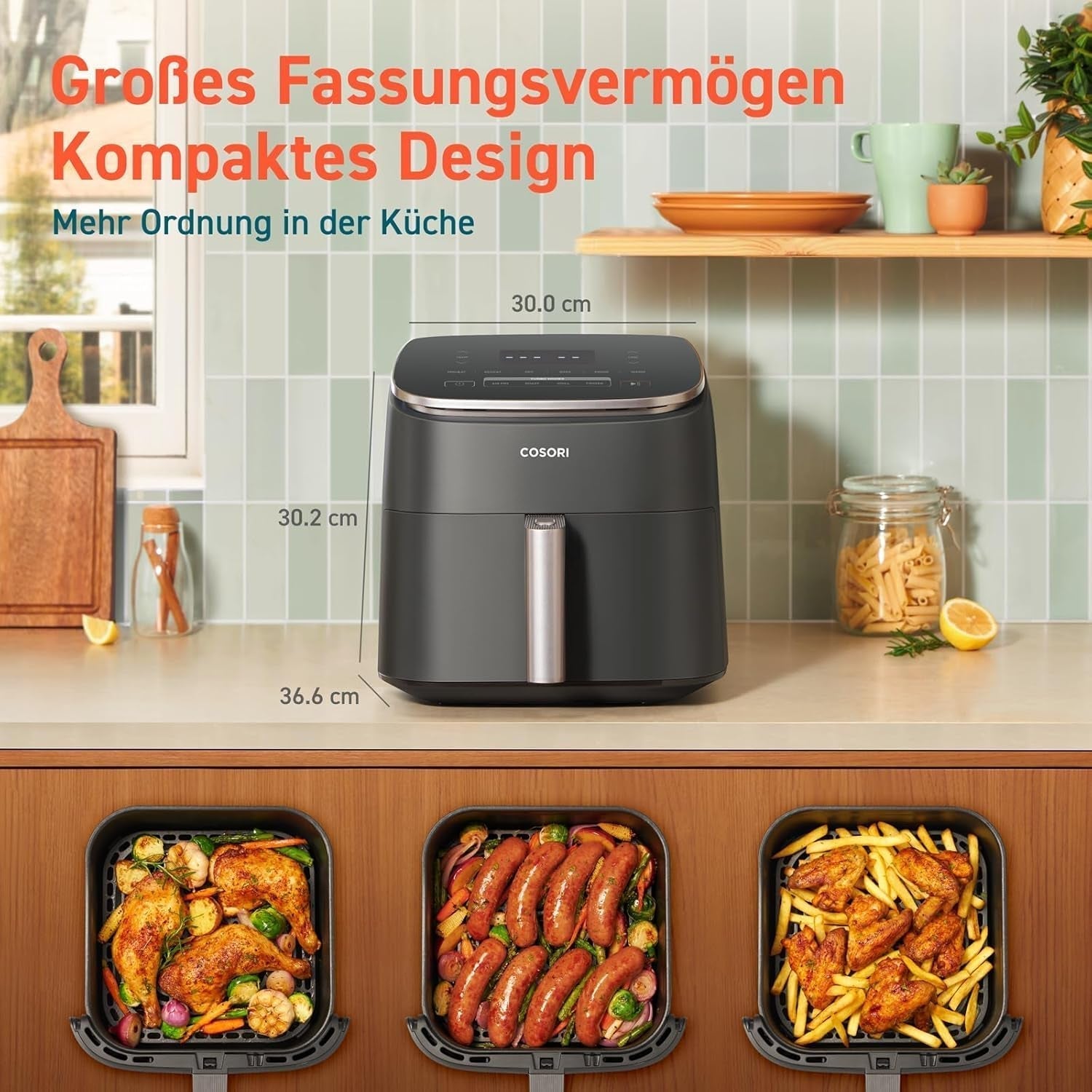 Horkovzdušná fritéza Cosori Turboblaze Airfryer, 9 v 1, 6 litrů, tichá zařízení Naty Shop