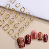 JMEOWIO 6 Blatt 3D Nálepka na nehty Goldene Unregelmäßige Geometrické Nálepka na nehty Selbstklebend Nagelaufkleber 5D Stereoskopická dekorace Nageldesign Zubehör