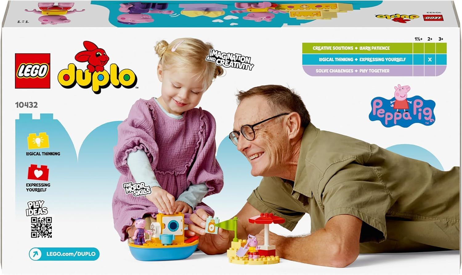 LEGO DUPLO Výlet lodí Peppa: Hrací sada na stavění a přestavování se 2 figurkami, kreativní hračka, tip na dárek pro 2leté děti, chlapce a dívky 10432 Stavebnice Besuche den LEGO-Store