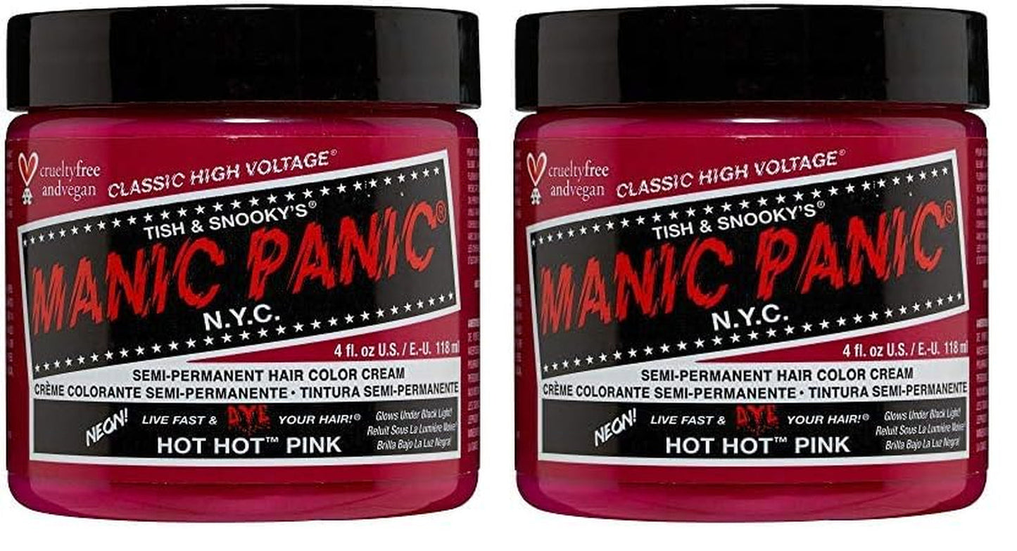 Manic Panic Hot Hot Pink Klasický krém Vegan Cruelty Free Semipermanentní barva na vlasy 118 ml Naty Shop Hair Dye Hot Hot Pink 118 ml (2 balení)