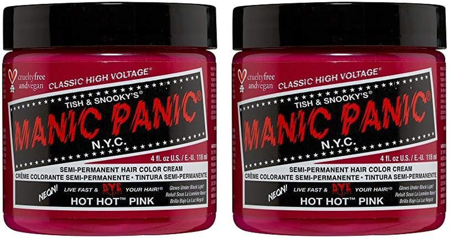Manic Panic Hot Hot Pink Klasický krém Vegan Cruelty Free Semipermanentní barva na vlasy 118 ml Naty Shop Hair Dye Hot Hot Pink 118 ml (2 balení)